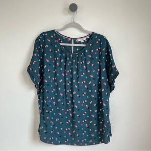 Boden Teal Polka Dot Blouse